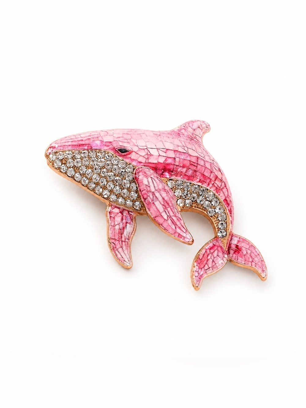 Whale Rhinestone Encrusted Brooch Gorgeous & New - Picture 1 of 5